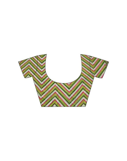 Light Olive Green Georgette Digital Printed Saree