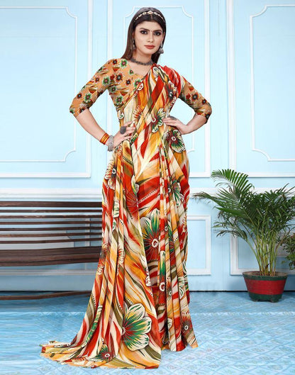 Multicoloured Georgette Digital Printed Saree