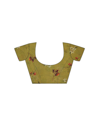 Mehandi Georgette Digital Printed Saree