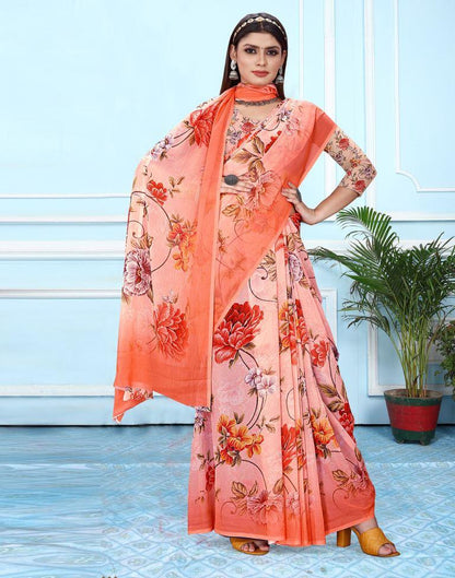 Rose Pink Georgette Digital Printed Saree