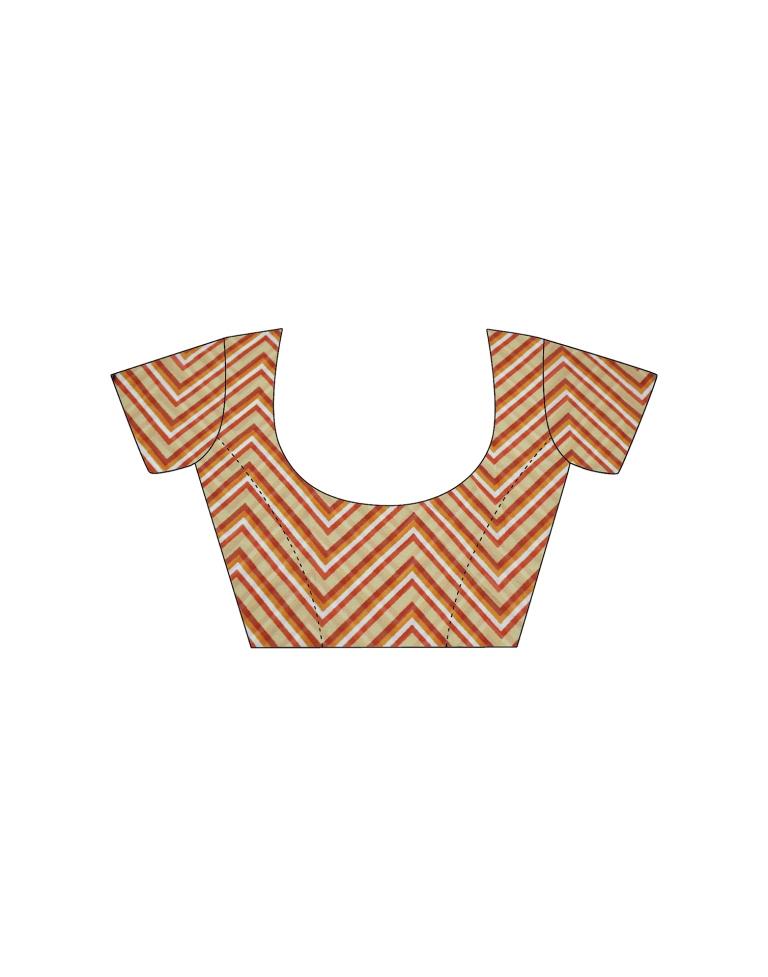 Light Orange Georgette Digital Printed Saree