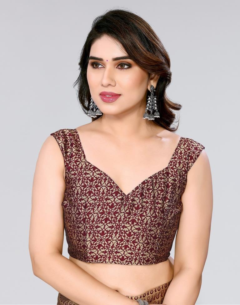 Wine Printed Georgette Saree