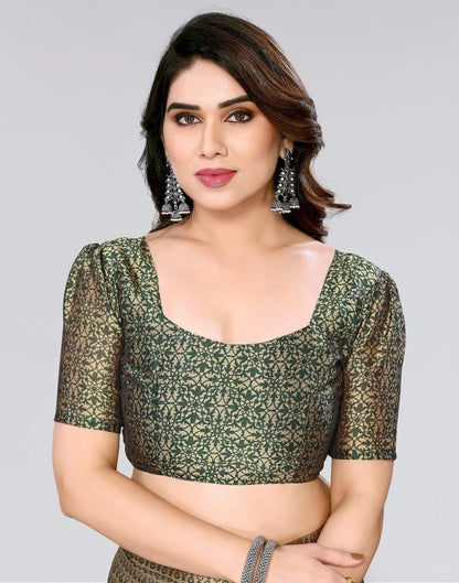 Green Printed Georgette Saree