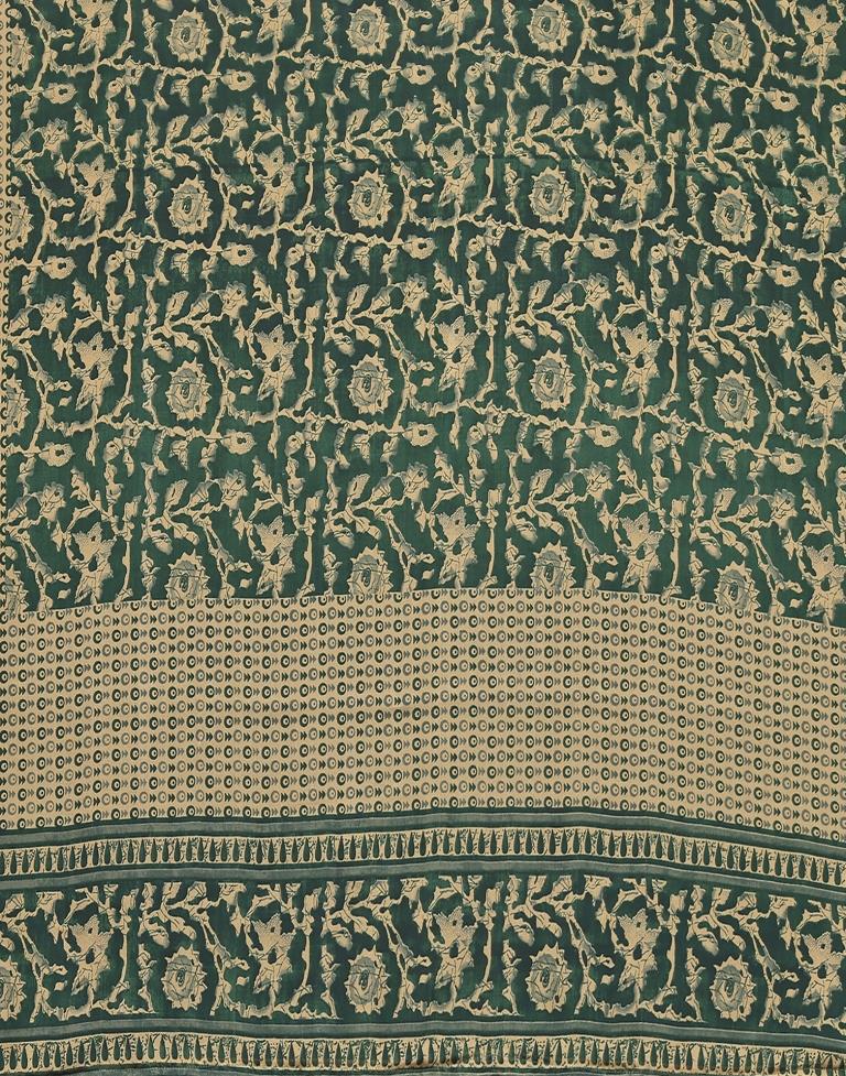 Green Printed Georgette Saree