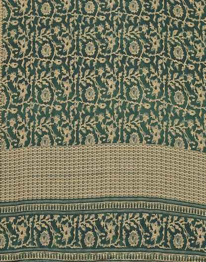 Green Printed Georgette Saree