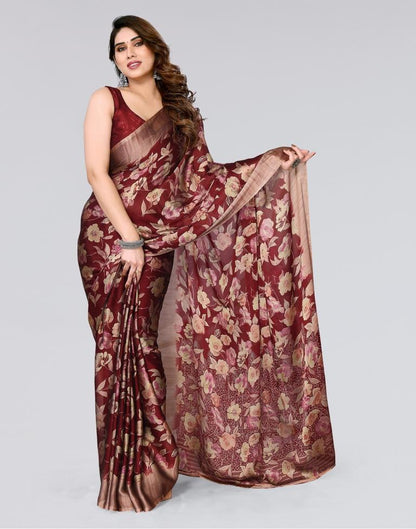 Maroon Printed Georgette Saree