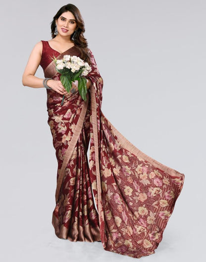Maroon Printed Georgette Saree