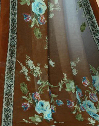 Light Grey Georgette Floral Printed Saree