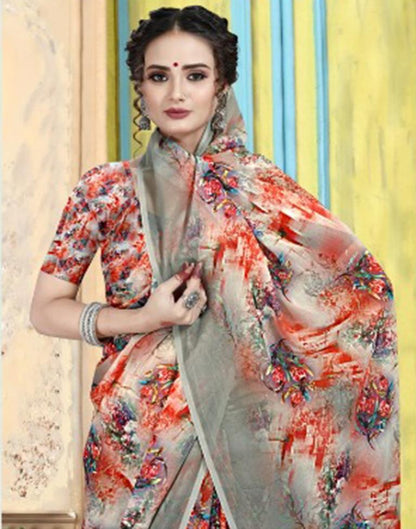 Multicoloured Georgette Floral Printed Saree