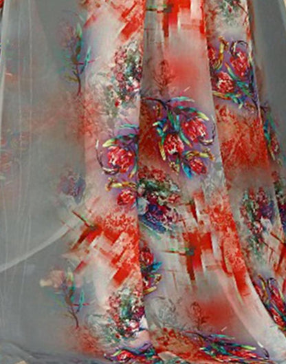 Multicoloured Georgette Floral Printed Saree
