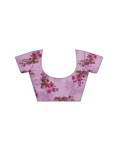 Light Pink Georgette Floral Printed Saree