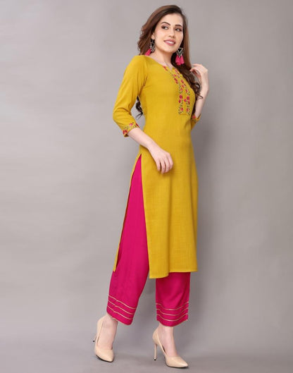 Mustard Embrodiered Kurti | Sudathi