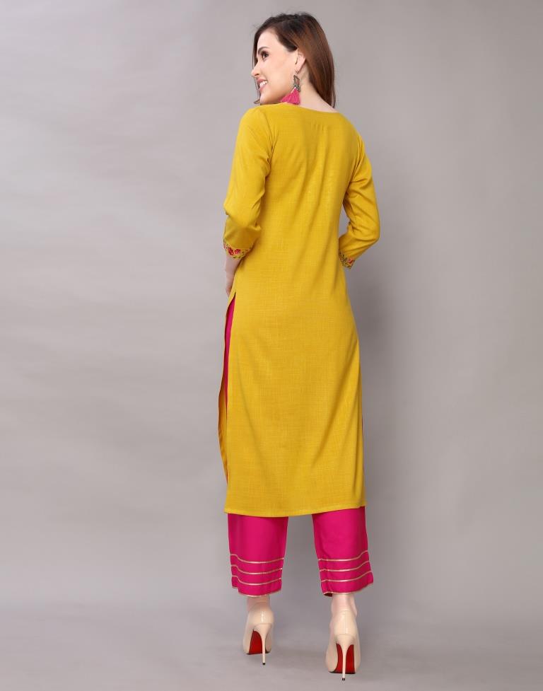 Mustard Embrodiered Kurti | Sudathi