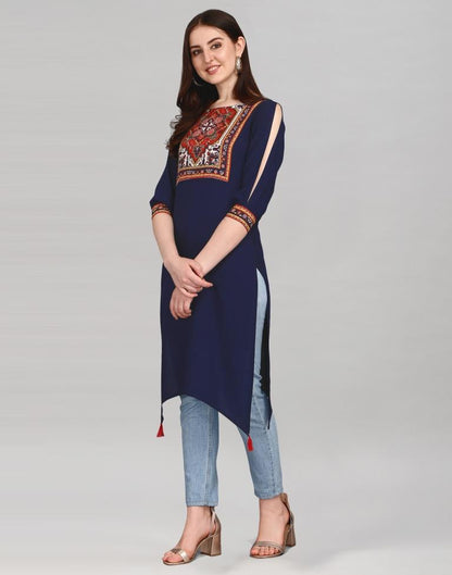 Blue Coloured Rayon Digital Printed Kurti | Leemboodi