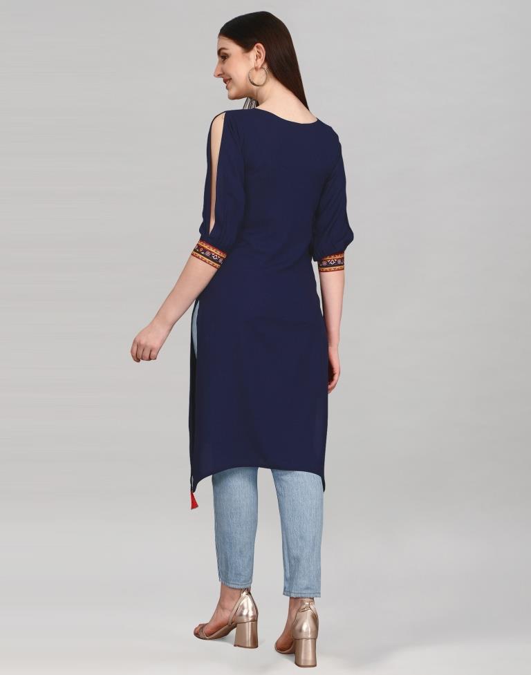 Blue Coloured Rayon Digital Printed Kurti | Leemboodi