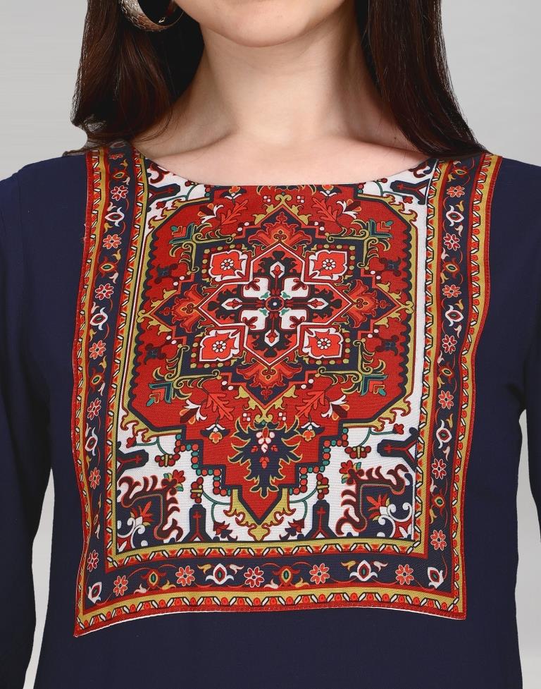 Blue Coloured Rayon Digital Printed Kurti | Leemboodi