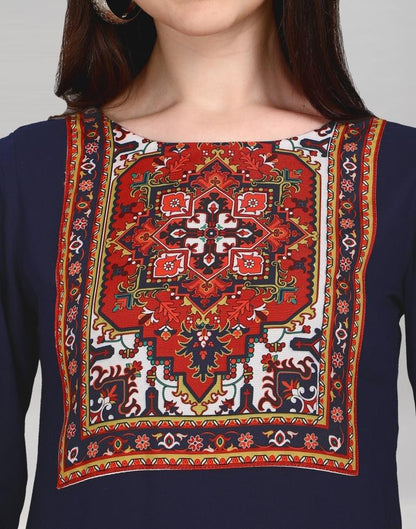 Blue Coloured Rayon Digital Printed Kurti | Leemboodi