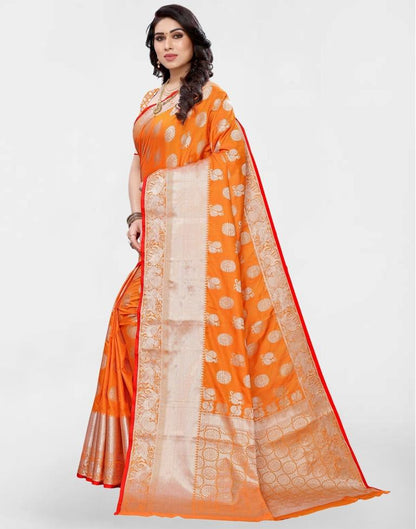 Orange Silk Weaving Saree