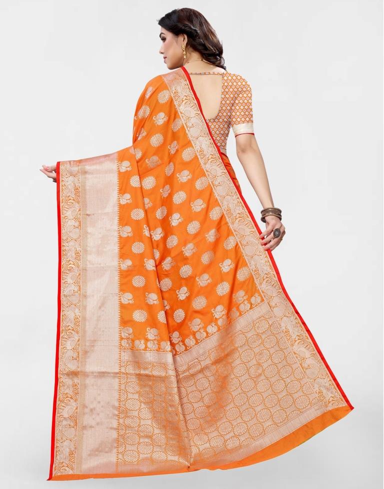 Orange Silk Weaving Saree