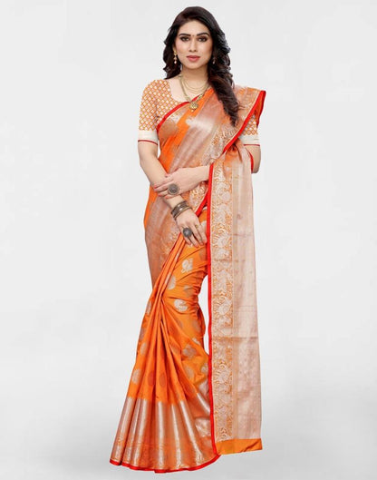 Orange Silk Weaving Saree