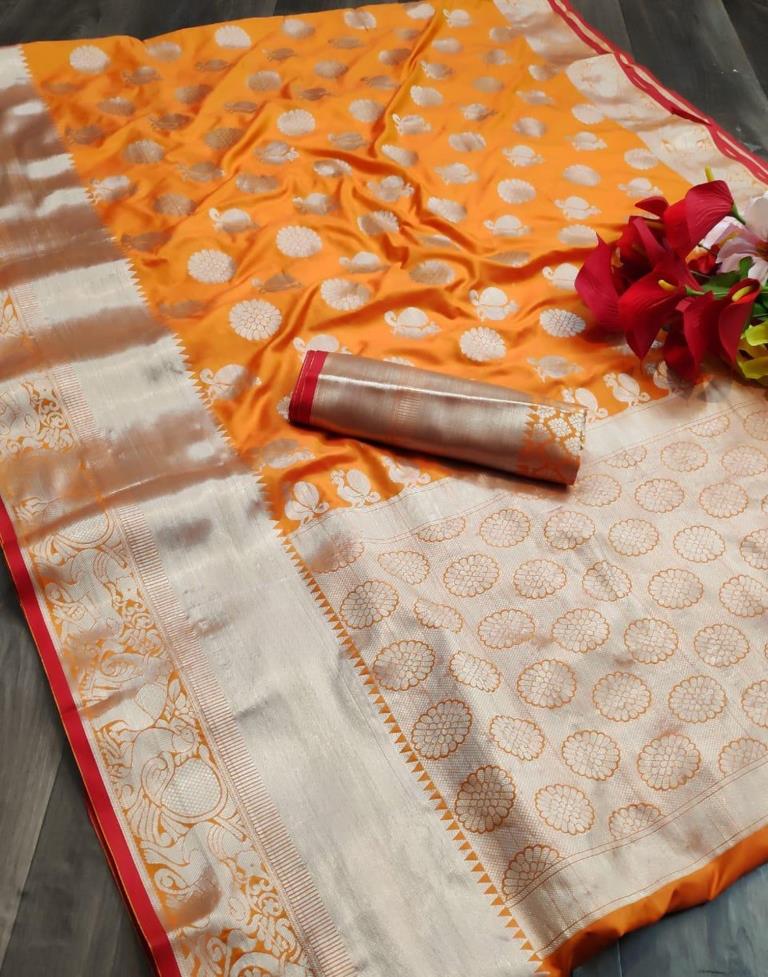 Orange Silk Weaving Saree