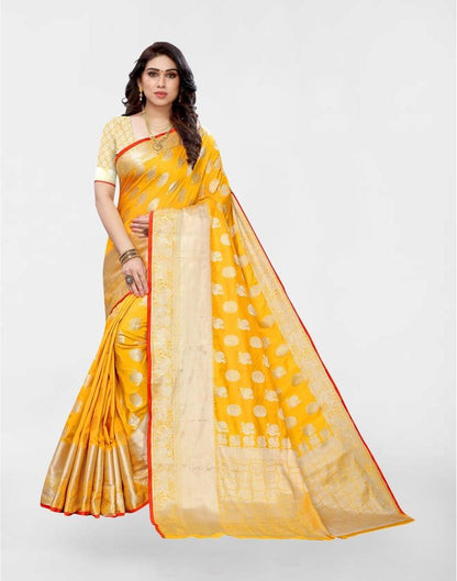 Turmeric Yellow Silk Weaving Saree