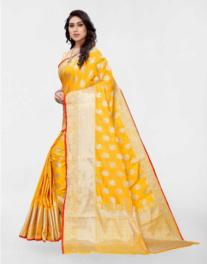 Turmeric Yellow Silk Weaving Saree