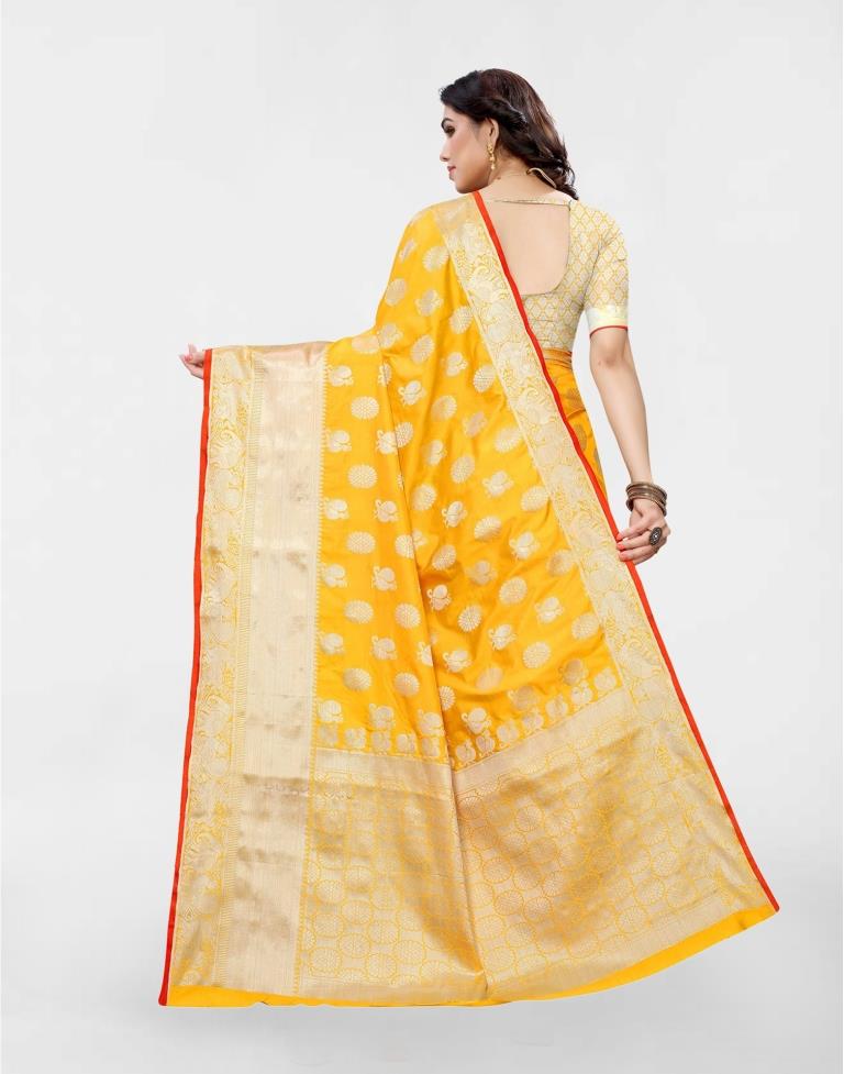 Turmeric Yellow Silk Weaving Saree