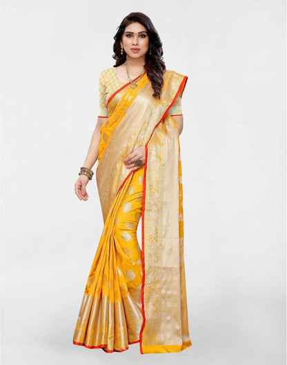 Turmeric Yellow Silk Weaving Saree
