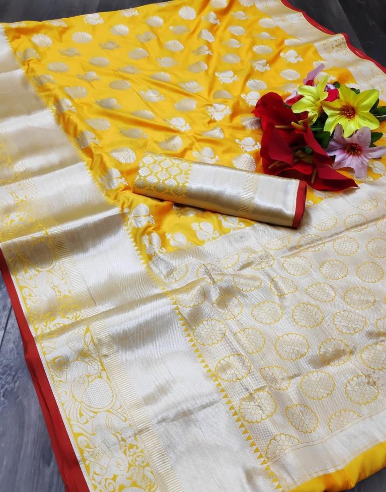 Turmeric Yellow Silk Weaving Saree