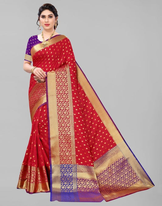 Red Silk Weaving Saree