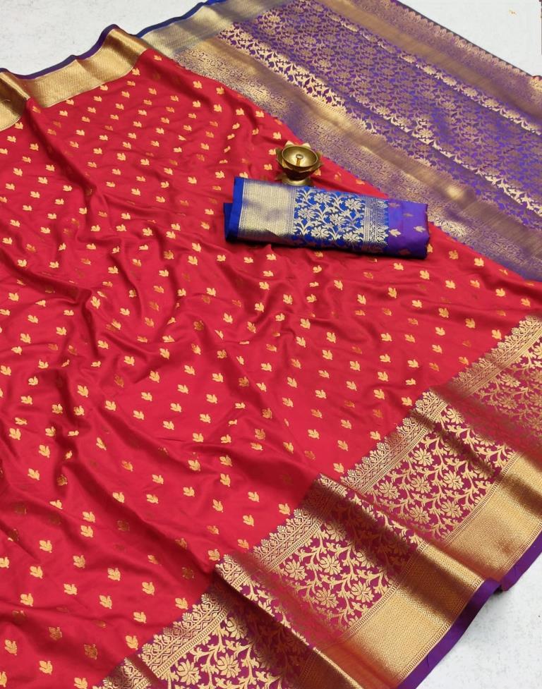Red Silk Weaving Saree