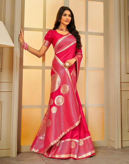 Rani Pink Weaving Silk Banarasi Saree