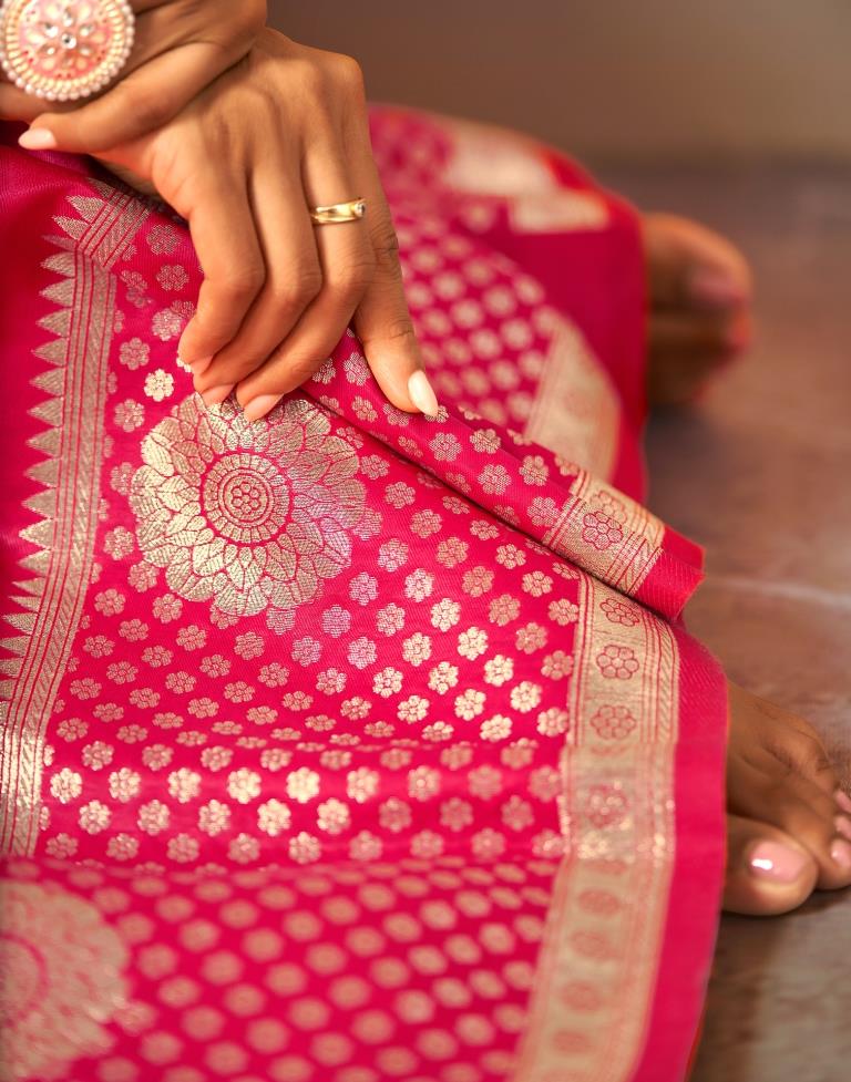 Rani Pink Weaving Silk Banarasi Saree