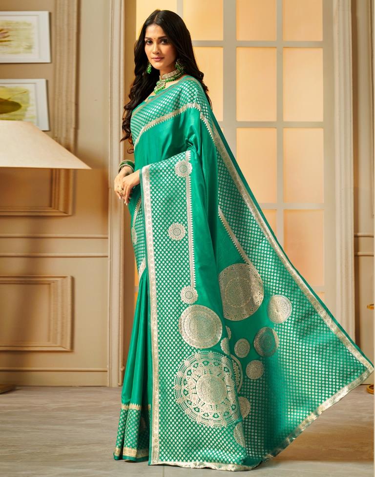 Rama Green Weaving Silk Banarasi Saree