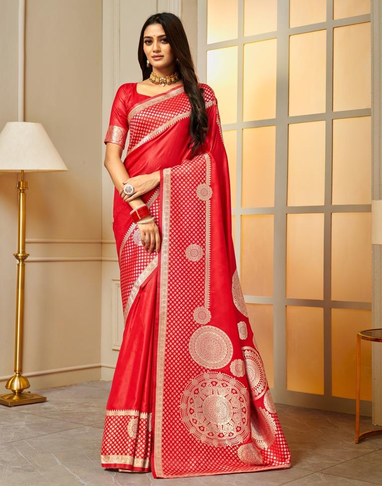 Red Weaving Silk Banarasi Saree