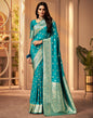 Turquoise Weaving Silk Banarasi Saree