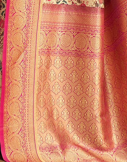 Cream Weaving Silk Printed Saree