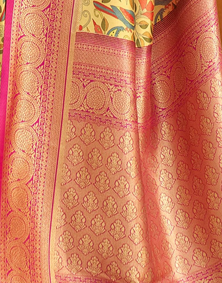 Yellow Weaving Silk Printed Saree