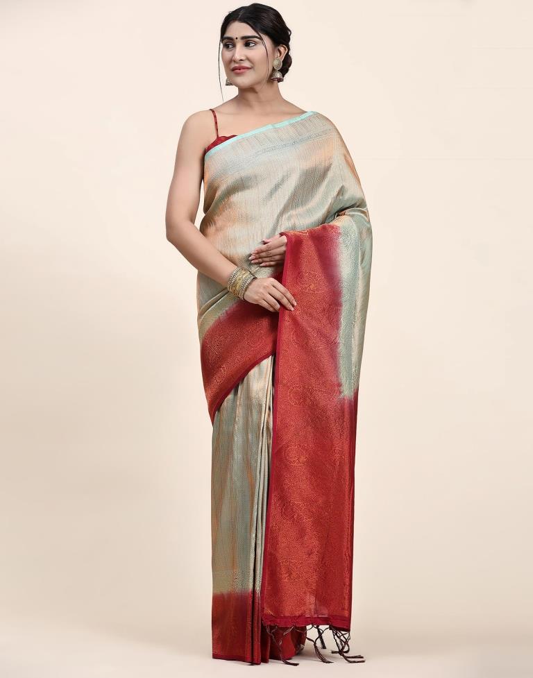 Maroon Jacquard Silk Saree