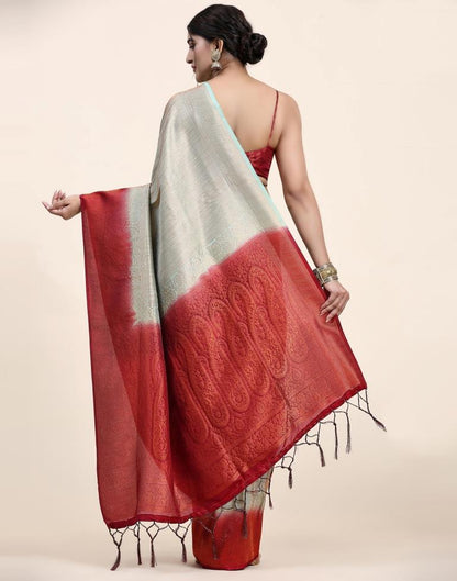 Maroon Jacquard Silk Saree