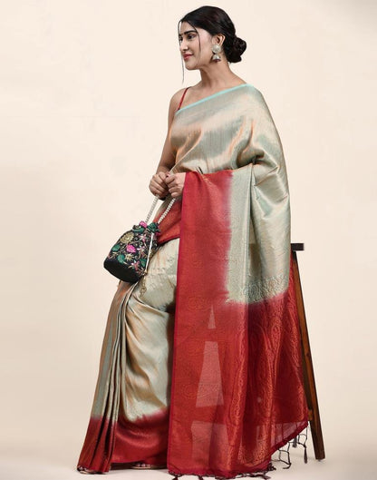 Maroon Jacquard Silk Saree