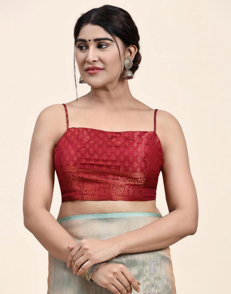Maroon Jacquard Silk Saree