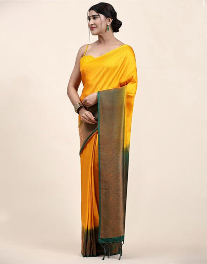Dark Green Jacquard Silk Saree