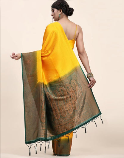 Dark Green Jacquard Silk Saree