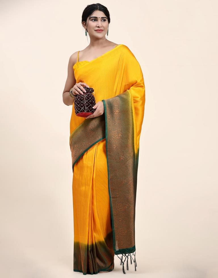 Dark Green Jacquard Silk Saree