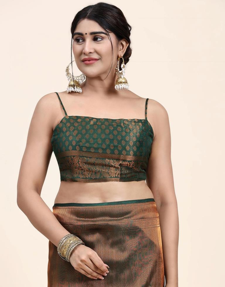 Dark Green Jacquard Silk Saree