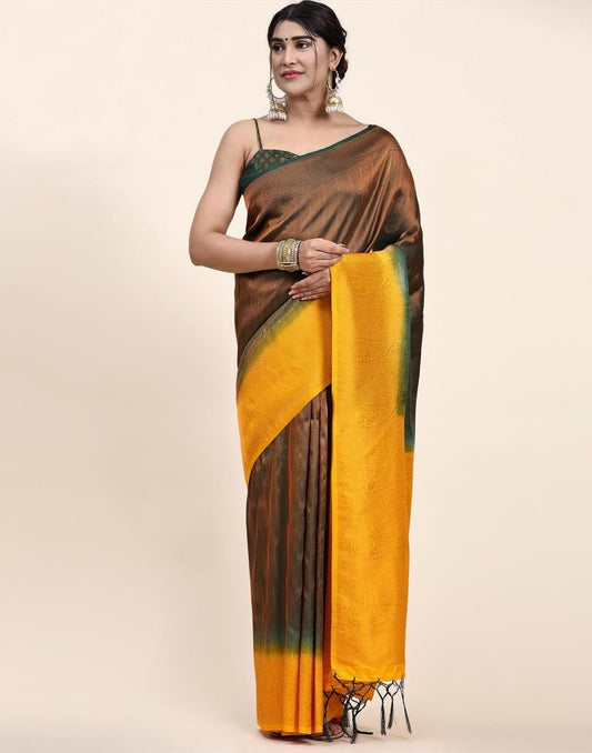Dark Green Jacquard Silk Saree