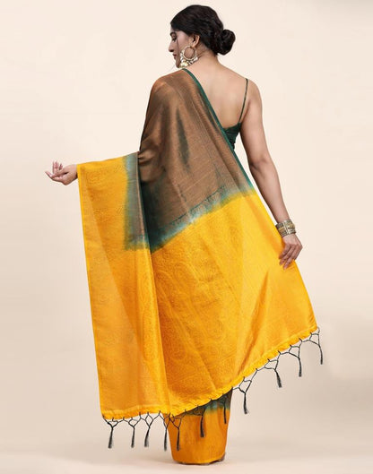 Dark Green Jacquard Silk Saree