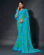 Sky Blue Chiffon Printed Saree